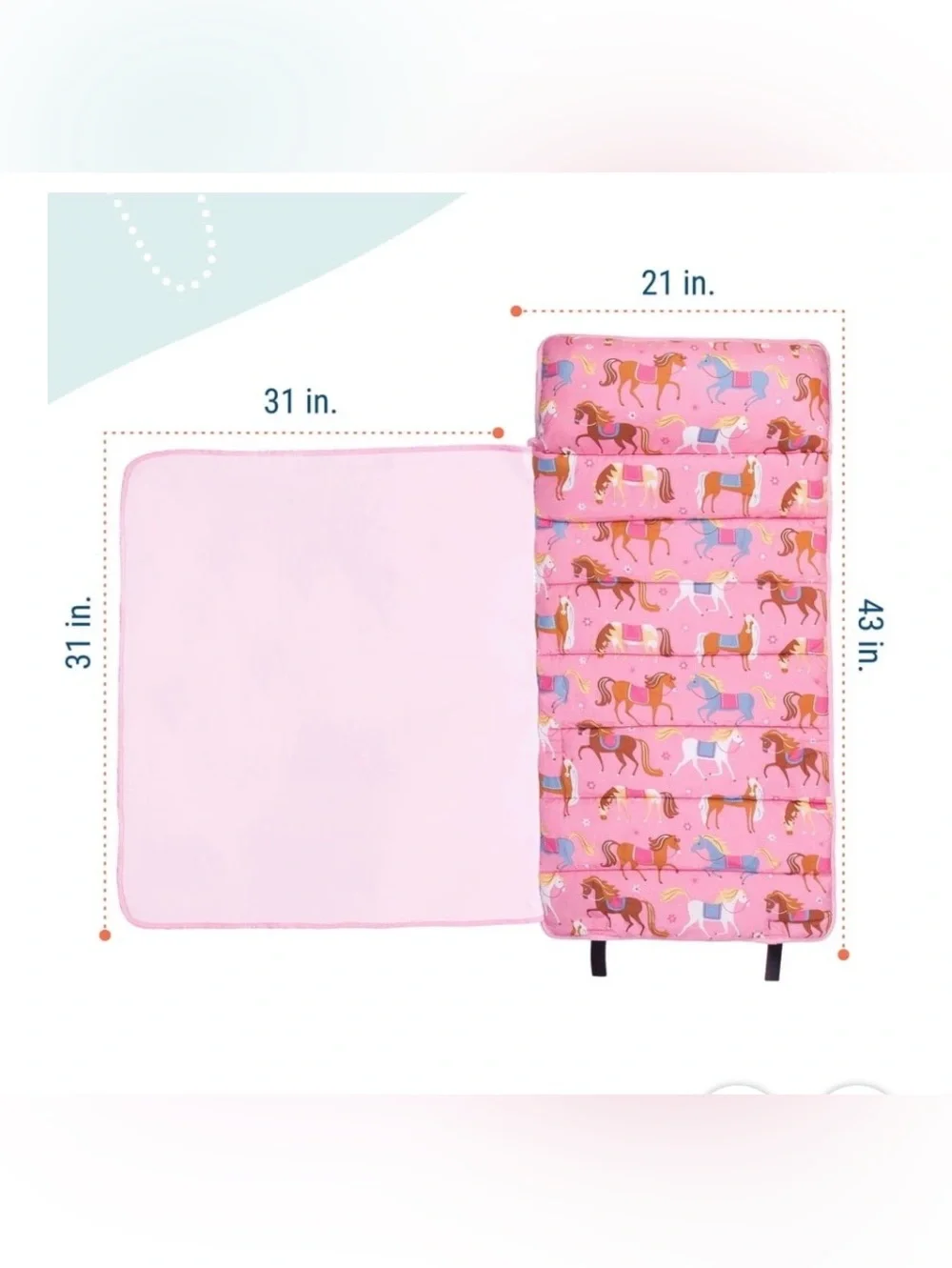 Wildkin Kids Pink Horse Print Nap Mat with Pillow